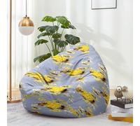 Hiseng Housse Pouf Poire Vide S M L XL XXL Housse de Pouf Poire sans Remplissage Poire avec Rangement Sac Haricots pour Enfants Adultes Lavables Amovible Salon, Abeilles Imprimé (Violet,90x110cm)