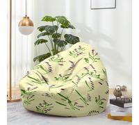 Hiseng Housse Pouf Poire Vide S M L XL XXL Housse de Pouf Poire sans Remplissage Poire avec Rangement Sac Haricots pour Enfants Adultes Lavables Amovible Salon, Lavande Imprimé (Jaune,70x80cm)