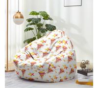 Hiseng Housse Pouf Poire Vide S M L XL XXL Housse de Pouf Poire sans Remplissage Poire avec Rangement Sac Haricots pour Enfants Adultes Lavables Amovible Salon, Méduse Imprimé (Étoile mer,130x150cm)