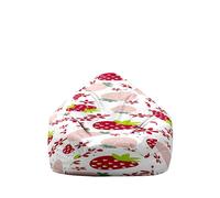 Hiseng Housse Pouf Poire Vide S M L XL XXL, Impression 3D de Fruits Housse de Pouf Poire sans Remplissage Poire pour Enfants Adultes Tissus Lavables pour Salon Chambre (Motif Fraise 1,90x110cm)