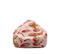 Hiseng Housse Pouf Poire Vide S M L XL XXL, Impression 3D de Fruits Housse de Pouf Poire sans Remplissage Poire pour Enfants Adultes Tissus Lavables pour Salon Chambre (Motif Fraise 7,90x110cm)
