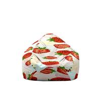 Hiseng Housse Pouf Poire Vide S M L XL XXL, Impression 3D de Fruits Housse de Pouf Poire sans Remplissage Poire pour Enfants Adultes Tissus Lavables pour Salon Chambre (Motif Fraise 3,130x150cm)
