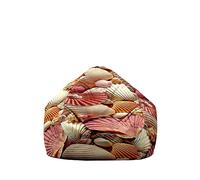 Hiseng Housse Pouf Poire Vide S M L XL XXL, Impression Triangulaire Housse de Pouf Poire sans Remplissage Poire pour Enfants Adultes Tissus Lavables pour Salon Chambre (Coquillage,100x120cm)