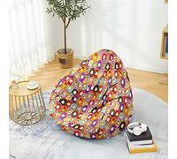Hiseng Housse Pouf Poire Vide S M L XL XXL, Imprimé Donuts Housse de Pouf Poire sans Remplissage Poire pour Enfants Adultes Tissus Lavables pour Salon Chambre (Multicolore,100x120cm)