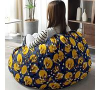 Hiseng Housse Pouf Poire Vide S M L XL XXL, Imprimé Fruits Housse de Pouf Poire sans Remplissage Poire pour Enfants Adultes Tissus Lavables pour Salon Chambre (Bleu Marine,80x90cm)