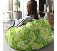 Hiseng Housse Pouf Poire Vide S M L XL XXL, Imprimé Fruits Housse de Pouf Poire sans Remplissage Poire pour Enfants Adultes Tissus Lavables pour Salon Chambre (Vert,130x150cm)