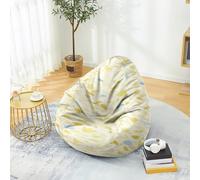Hiseng Housse Pouf Poire Vide S M L XL XXL, Moderne Housse de Pouf Poire sans Remplissage Poire pour Enfants Adultes Tissus Lavables pour Salon Chambre (Jaune Clair,80x90cm)
