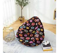 Hiseng Housse Pouf Poire Vide S M L XL XXL, Moderne Housse de Pouf Poire sans Remplissage Poire pour Enfants Adultes Tissus Lavables pour Salon Chambre (Noir,90x110cm)