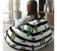 Hiseng Housse Pouf Poire Vide S M L XL XXL, Motif Cactus Housse de Pouf Poire sans Remplissage Poire pour Enfants Adultes Tissus Lavables pour Salon Chambre (Rayures,90x110cm)