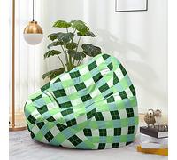 Hiseng Housse Pouf Poire Vide S M L XL XXL, Peinture à l'huile Housse de Pouf Poire sans Remplissage Poire pour Enfants Adultes Tissus Lavables pour Salon Chambre (Vert,70x80cm)