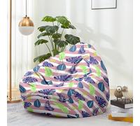 Hiseng Housse Pouf Poire Vide S M L XL XXL, Plante Motif Housse de Pouf Poire sans Remplissage Poire avec Rangement Sac Haricots pour Enfants Adultes Lavables Amovible, Salon (Rayures,100x120cm)