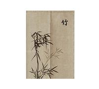 Hiseng Japonais Noren De Rideau de Porte Diviseur Tapisserie Fenêtre Rideaux Panneau, Tenture Décoration pour Chambre à Coucher Cuisine Restaurant Embrasure (Encre de Bambou,70x120cm)