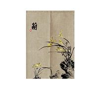 Hiseng Japonais Noren De Rideau de Porte Diviseur Tapisserie Fenêtre Rideaux Panneau, Tenture Décoration pour Chambre à Coucher Cuisine Restaurant Embrasure (Peinture d'orchidée,80x150cm)