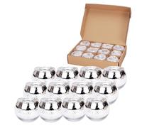 Hiseng Lot de 12 Photophore en Verre Rond Bougeoir Votif Décoration de Noël Porte-Bougie Votif pour Bougies Chauffe-Plat, Maison, Mariage, Fête et Décoration de Table (Argent)