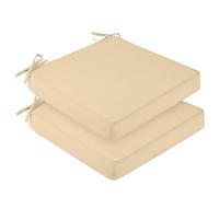 Hiseng Lot de 2 Housse Coussin Canapé Extérieur Imperméable, Housses de Coussin de Siège Jardin Couleur Unie avec Fermeture éclair pour Salon de Jardin, Meubles de Terrasse (Beige,50x50x10cm)