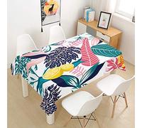 Hiseng Nappe Rectangulaire Imperméable, 3D Plantes Tropicales Imprimé Anti Tache Lavable Nappes Entretien Facile pour Cuisine Jardin Picnic Party Exterieur de Table (Feuille,100x140cm)