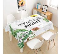 Hiseng Nappe Rectangulaire Imperméable, 3D Plantes Tropicales Imprimé Anti Tache Lavable Nappes Entretien Facile pour Cuisine Jardin Picnic Party Exterieur de Table (Été,140x220cm)