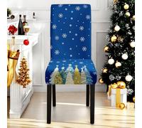Hiseng Noël Coloré Housse de Chaise, Housse de Chaise Extensible Housse de Chaise Salleà Manger Lavable, Housse pour Chaise Maison Hôtel Restaurant Décor (Bleu de Noël,4 Pieces)