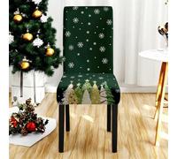 Hiseng Noël Coloré Housse de Chaise, Housse de Chaise Extensible Housse de Chaise Salleà Manger Lavable, Housse pour Chaise Maison Hôtel Restaurant Décor (Vert de Noël,8 Pieces)