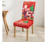 Hiseng Noël Housse de Chaise, Lot de 8/6/4/1 Housse de Chaise Extensible, Housse de Chaise Salle à Manger Amovible Lavable, Housse pour Chaise Maison, Hôtel, Restaurant (8 Pieces,Noël 12)
