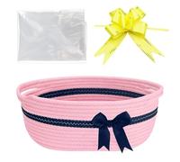 Hiseng Panier Cadeau Vide, Panier de Rangement Tissé en Corde de Coton avec Sacs Transparent et Nœuds, pour Fabrication de Paniers de Cadeaux de NoëL, Pâques, Mariage (Rose Bleu)