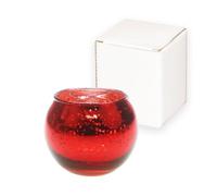 Hiseng Photophore Verre Rond Bougeoir Votif Porte-Bougie Votif 1 pièce pour Bougies Chauffe-Plat - pour Décoration de Maison, Mariage, Fête Noel et Décoration de Table (Rouge)