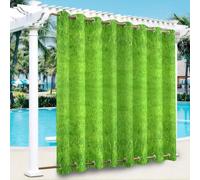 Hiseng Rideau Exterieur Impermeable 1 Pièces, Feuille Verte 3D Occultant Pergola Jardin Exterieur Rideaux, Oeillets en Haut et Bas, Terrasse Rideaux pour Porche (Style 1,140x260cm)
