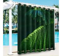 Hiseng Rideau Exterieur Impermeable 1 Pièces, Feuille Verte 3D Occultant Pergola Jardin Exterieur Rideaux, Oeillets en Haut et Bas, Terrasse Rideaux pour Porche (Style 2,180x213cm)