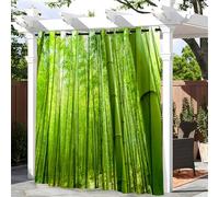 Hiseng Rideau Exterieur Imperméable Imprimé Bambou Vert 3D, Rideau Occultant à œillets 1 pièce, Rideaux Protection Solaire pour Jardin, Terrasse, Pavillon, Balcon (Style 7,132x160cm)