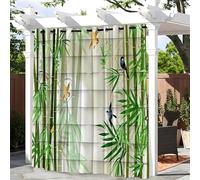 Hiseng Rideau Exterieur Imperméable Imprimé Bambou Vert 3D, Rideau Occultant à œillets 1 pièce, Rideaux Protection Solaire pour Jardin, Terrasse, Pavillon, Balcon (Style 3,180x243cm)