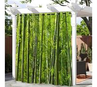 Hiseng Rideau Exterieur Imperméable Imprimé Bambou Vert 3D, Rideau Occultant à œillets 1 pièce, Rideaux Protection Solaire pour Jardin, Terrasse, Pavillon, Balcon (Style 6,155x166cm)