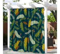 Hiseng Rideaux d'extérieur Imperméable 1 pièce Imprimé Feuilles de Bananier Vert 3D, Rideau œillets en Haut pour Jardin, Terrasse, Pavillon, Balcon, Intérieur (132x182cm,Plantes Tropicales 6)