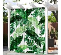 Hiseng Rideaux d'extérieur Imperméable 1 pièce Imprimé Feuilles de Bananier Vert 3D, Rideau œillets en Haut pour Jardin, Terrasse, Pavillon, Balcon, Intérieur (180x243cm,Plantes Tropicales 9)