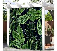 Hiseng Rideaux d'extérieur Imperméable 1 pièce Imprimé Feuilles de Bananier Vert 3D, Rideau œillets en Haut pour Jardin, Terrasse, Pavillon, Balcon, Intérieur (180x213cm,Plantes Tropicales 3)