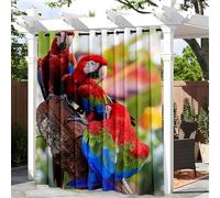 Hiseng Rideaux Extérieur Imperméable, Motif Perroquet 3D Rideau Occultant Isolant Thermique Rideau d'Extérieur avec Oeillet Rideau pour Pergola Rideau Terrasse (180x243cm,Perroquet Tropical)