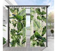 Hiseng Rideaux Extérieur Imperméable, Motif Plante Feuilles 3D Rideau Occultant Isolant Thermique 2 Pieces Rideau d'Extérieur pour Pergola Terrasse avec Oeillet (137x243cm,Plumeria)