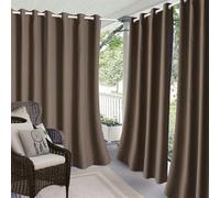 Hiseng Rideaux Extérieur Imperméable, Rideau Occultant Isolant Thermique Rideau d'Extérieur avec Oeillet 1 Pièce Rideau pour Pergola Rideau Terrasse Rideau Pare Soleil (381x241cm,Couleur Café)