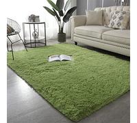 Hiseng Rugs Tapis de Salon Longs, Mode Shaggy Doux et Confortable Tapis de Sol Moelleux Antidérapant Rugs pour Salon Chambre Filles Enfants (100x200cm,Vert)