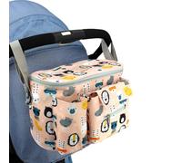 Hiseng Sac de Rangement Poussette Universel, Sac de Accessoire Poussette Grande Capacité, Organisateur Poussette en Tissu Oxford pour Tous les Modèles de Poussettes (zoo jaune,31x15x20cm)