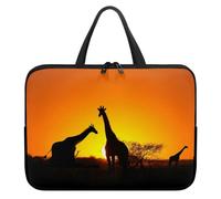 Hiseng Sac D'ordinateur Portable pour 10-17 Pouce Sacoche pour Ordinateur Portable Porte-Documents Sacs À Main, 3D Girafes Ordinateur Portable Ordinateur Portable Sacs (15",Or)