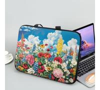 Hiseng Sac D'ordinateur Portable pour 10-17 Pouce Sacoche pour Ordinateur Portable Porte-Documents Sacs À Main, Ordinateur Portable Ordinateur Portable Sacs -Fleurs Et Plantes (10",Nuages)