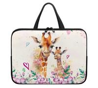 Hiseng Sac D'ordinateur Portable pour 10-17 Pouce Sacoche pour Ordinateur Portable Porte-Documents Sacs À Main, 3D Girafes Ordinateur Portable Ordinateur Portable Sacs (13",Blanc)