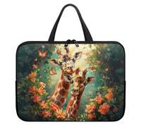 Hiseng Sac D'ordinateur Portable pour 10-17 Pouce Sacoche pour Ordinateur Portable Porte-Documents Sacs À Main, 3D Girafes Ordinateur Portable Ordinateur Portable Sacs (17",Vert)