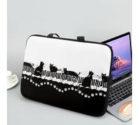 Hiseng Sac D'ordinateur Portable pour 10-17 Pouce Sacoche pour Ordinateur Portable Porte-Documents Sacs À Main, Notation Musicale Ordinateur Portable Ordinateur (10",Chats)