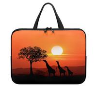 Hiseng Sac D'ordinateur Portable pour 10-17 Pouce Sacoche pour Ordinateur Portable Porte-Documents Sacs À Main, 3D Girafes Ordinateur Portable Ordinateur Portable Sacs (15",Orange)