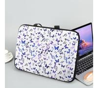 Hiseng Sac D'ordinateur Portable pour 10-17 Pouce Sacoche pour Ordinateur Portable Porte-Documents Sacs À Main, Notation Musicale Ordinateur Portable Ordinateur (15",Papillon Violet Blanc)