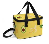 Hiseng Sac Isotherme Repas Oxford Imperméable (Jaune,25x19x17cm) | 3D Avocat Glaciere Portable avec Bandoulière,Sac Isotherme Femmes Hommes pour Travail Plage Nique Pique Camping