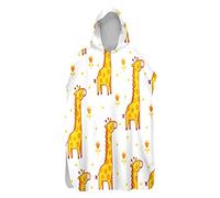 Hiseng Serviette Poncho de Surf à Capuchon Poncho de Bain Dessin Animé Plage Serviette à Changement Adulte Enfant Microfibre Peignoir Serviettes de Natation Poncho (Girafe,60x110cm)