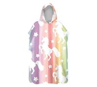 Hiseng Serviette Poncho de Surf À Capuchon Poncho de Bain Licorne Imprimé Plage Serviette à Changement Adulte Ado Microfibre Peignoir Serviettes de Natation Poncho (Rayure,75x145cm)
