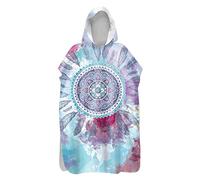 Hiseng Serviette Poncho de Surf à Capuchon Poncho de Bain Mandala Plage Serviette à Changement Adulte Enfant Microfibre Peignoir Serviettes de Natation Poncho (Colorant de Cravate,75x145cm)